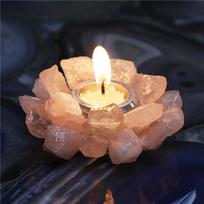 Natural Crystal Raw Stone Candle Holder, Wedding Candle Holder, Home Decorative Item, Stone Candle Holder (rose quartz,about 9cm) rožinio kvarco spalva