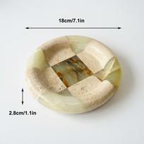 Natural Marble Round 18x2.8cm Onyx with Travertine Stone Splicing Tray Jewelry Storage Key Creative Home Decoration Ornament 18x2.8cm