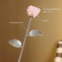 Cross-Border Natural Crystal Raw Stone White Rose Detachable Ornament 25cm Qixi Festival Valentine's Day Wedding Housewarming (as the picture,23CM)