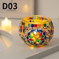 Flexible DIY Multicolored Turkish Mosaic Glass Votive Candle Holder with DC Power Supply for Tealight LED Lighting 6&Usb