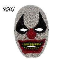 Full Face Mask Halloween Clown Rhinestone Mask, Creepy Joker Horror Sparkling Scary for Masquerade Cosplay Costume Party