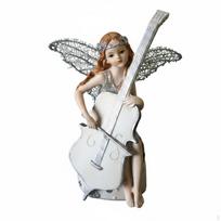 Muzikinė angelo figūrėlė Dovanos idėja Čelo statula Subtilus dizainas Mergina grojanti už Cello
