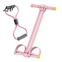 Pedal Puller with Handle Resistance Band 6-Tube Ankle Elastic Sit-up Portable Fitness rožinė