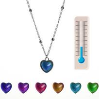 Mood Bracelet Peach Heart Love Pendant Bracelets Temperature Control Color Change Necklace Stainless Steel Chain Jewellery Women