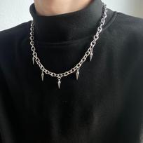 Hiphop Punk Razor Blade Rivet Tassel Necklace for Men Women Goth Geometric Metal Chain Necklace Unisex Jewelry Gifts Wholesale