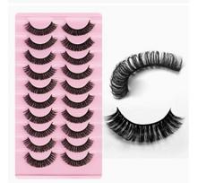 10 Pairs 3D False Eyelashes Volume Lashes Lightweight Soft Natural Look Reusable Eye Makeup Accessories one size juoda