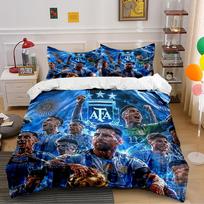 Argentinos futbolo komandos tema Patalynės komplektas Patalynės komplektas (1 antklodės užvalkalas, 2 pagalvių užvalkalai, antklodė neįtraukta) 135x200cm