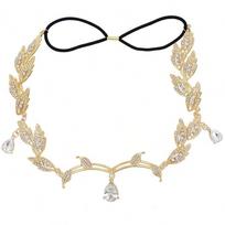 Vintage Elegant Fairy Bride Headdress Rhinestone Leaves WaterDrop Crystal Headband Head Jewelry Women's Wedding Accessories