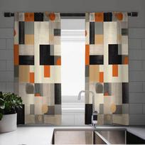 Elegant Marble Print Curtain Set Elegant 2Pcs Cafe Curtains With Gold Accents, Vintage European Design For Kitchen Living Room Milled cotton fabric&Grommet Top