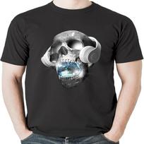 EDM Urban DJ Hip hop Skull Streetwear Headphones Graphic tee T-Shirt Sweatshirt Hoodie Tanktop for Men Women Kids Black S juoda