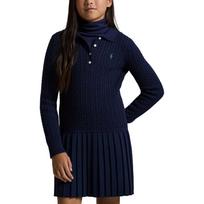 Polo Ralph Lauren Suknelė FW25 Vienspalvė Medvilninė Stulpelių Rašto Polo Apykaklė Vaikams suknelė 313978841-001 M
