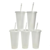 710 ml baltas puodelis su šiaudeliu ir dangteliu, spalvą keičiantis kavos puodelis, daugkartinio naudojimo puodelis, plastikinis gertuvas, matiniu paviršiumi, kavos puodelis, puodelis porai