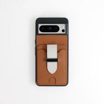 Universal Leather Anti-Fall Phone Case for Google Pixel 6/7/8 Pro & Samsung Galaxy A53 with Card Slot Pixel 8 Pro tamsiai ruda spalva