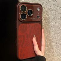 Leopard Print Leather Texture Phone Case For iPhone 17 16 15 14 Pro Max 13 Crystal lens protection Shockproof Matte Cover iPhone 15