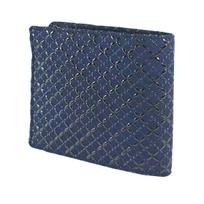 Inden Bill Compartment Coin Navy Blue with Black [Inden-ya] Bi-fold Wallet, S, Box-type Purse, Deerskin, Lacquer, Shippo-tsunagi Pattern, 2008-04-179
