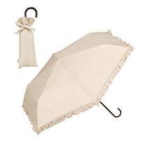 Classic Frill Beige Light UV for Sunny and Rainy Folding for Commuting and 2026Wpc. Parasol, Light-Blocking Mini, Heat-Blocking/100% Blocking/100% smėlis
