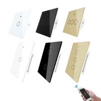 TUYA US Wifi Smart Light Switch Glass Screen No Null Wire Touch Panel Voice Control Wireless Wall Switches Remote 86*86mm&Wifi N+L