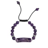 ORSA JEWELS S925 Natural Amethyst Stone Bracelet Adjustable for Women Men Healing Soul Handmade Meditation Jewelry GMB102
