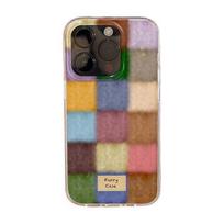 Silicone Shockproof Phone Case IPhone 16 Pro 15 Max 14 13 12 11 Full Coverage Color Block Grid Design iPhone 16 Pro