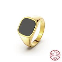 ORSA JEWELS Classic 925 Sterling Silver Simple Men Finger Rings 18K Gold Minimalist Turkish Rings with Black Agate Jewelry NMR01 10