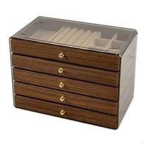 Jewelry Box MultiDrawer Large Capacity Soft Flocked Lining Case Effortless Sliding Drawers