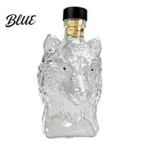 Durable Whiskey Container Wolf Head Decanter 3D Glass Liquor Bottle with Stopper Storage Hand Blown Animal Wine Dispenser for Home Bar Gift S