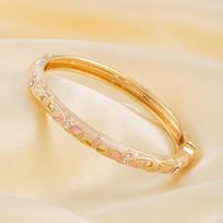 Lightweight Metal Cloisonne Floral Bangle Rhinestone Thin Bracelet  Daily Outfits Style 9