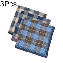 3Pcs/6Pcs Men's Water-Absorbent Pure Cotton Sweat-wiping Plaid Handkerchiefs Thin Handkerchief 3PCS