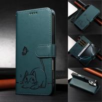 Magnetic Leather Wallet Case for IPhone 16e 16 15 14 13 Mini 12 11 Plus Pro X XS Max Cat Butterfly Embossed Design Premium Case For IPhone 16e