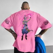 Dragon Ball Goku Trend Explosion Mens Beerus Oversized Printing Cool High Street Trend Cotton Tshirts Are Hot in Summer Y2K S