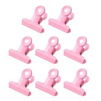 8PCS Binder Clips Round Tail Safety Design Metal Clips Stable Clamping Force Macaron Fresh Color Clips Rust Resistant Office School Supplies rožinė