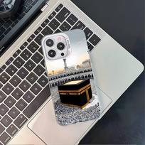 Musulmoniškas ir Kaaba telefono dėklas, skirtas iPhone 17,16,15,14,13,12,11,Pro,XS,Max,Plus,Mini,SE4,E, Baltas matinis smūgiams atsparus dėklas iPhone15PROMAX