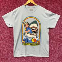 Steven Rhodes Stay Positive Shark Attack Cartoon T-Shirt L S