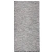 vidaXL Lauko kilimėlis, rudas ir mėlyna, 100x200cm, plokščio pynimo