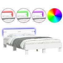 vidaXL Lovos rėmas su galvūgaliu ir LED, baltos spalvos, 120x200cm