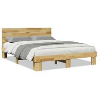vidaXL lovos rėmas su galvūgaliu be čiužinio 140x190 cm ąžuolo masyvo