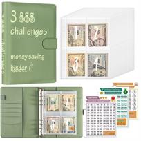 PU 100 Day Challenge Budget Binder Colorful Money Organizer  Office Stationery Supplies green-style 3