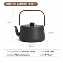 Outdoor Aluminum Alloy Wood Handle Teapot Camping Boiling Kettle Portable Picnic Water Tea Pot for Camping Coffee Making sidabras