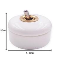 110v 220v Retro Brass Hotel  Porcelain Wood Light Living Room  Nordic Luxury Homestay  Round Toggle Wall Light Switch 58mm *30mm&Eu Standard balta