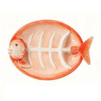 Fish Shaped Ceramic Dumpling Plate Sushi Serving Tray with Dip Sauce Grooves Multifunctional Appetizer Platter for Party oranžinė