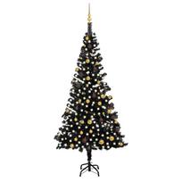 vidaXL Dirbtinė Kalėdų eglutė su žaisliukais, juoda, 240cm, PVC