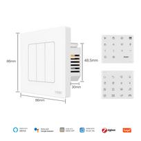 ZigBee Star Ring Smart Light Push Button Switch Scene Switch 6Gang Wall Switch Neutral Wire Required Work With Alexa Google Home (White,86mm*86 mm&Eu Standard) balta