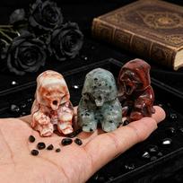 Natural Crystal Grim Reaper Figurine Hand Carved Death God Statue for Halloween Gothic Decor Gift (as the picture,One Size)