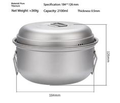 Titanium Steamer Soup Pot Multi Function Outdoor Camping Wok Tea  with Lid Cookware Set Titanium Cooking Pot Set