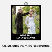 NEWNORTH Personalized Photo Car Ornament Arylic Personalized Customized Text Photo Car Rearview Mirror Hanging Gift for Couple 70*60mm juoda