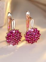 Gold Plated Red Stud Earrings Zirconia Ear Cuff one size