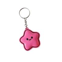 Cute 3D Printed Star Clicker Fidget Keychain Stress Relief Fidget Toy Backpack Pendant Anti-Anxiety Squeeze Decompression Gift rožinė