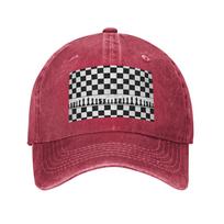 Chess Board Black and White Grid Checkered Baseball Caps Fashion Denim Hats Adjustable Casquette Hip Hop Baseball Cowboy Hat One Size