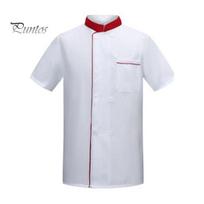 Chef Shirt Top Contrast Color Stand Collar Catering Breathable Easy to Wash Work Clothing Uniform XL juoda