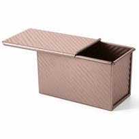 Loaf Pan Carbon Steel Rectangular Non-Stick Toast Mold with Sliding Lid, Corrugated Surface and Bottom Vents for Home Baking auksas